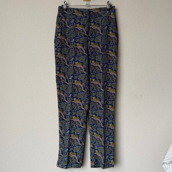 J.Crew 100% Silk Easy Pant in Botanical Cheetah Print Size 2 - Picture 2 of 7
